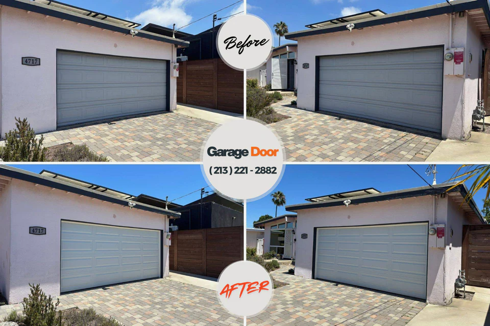 Before and after: garage door repair Kewaskum, WI
